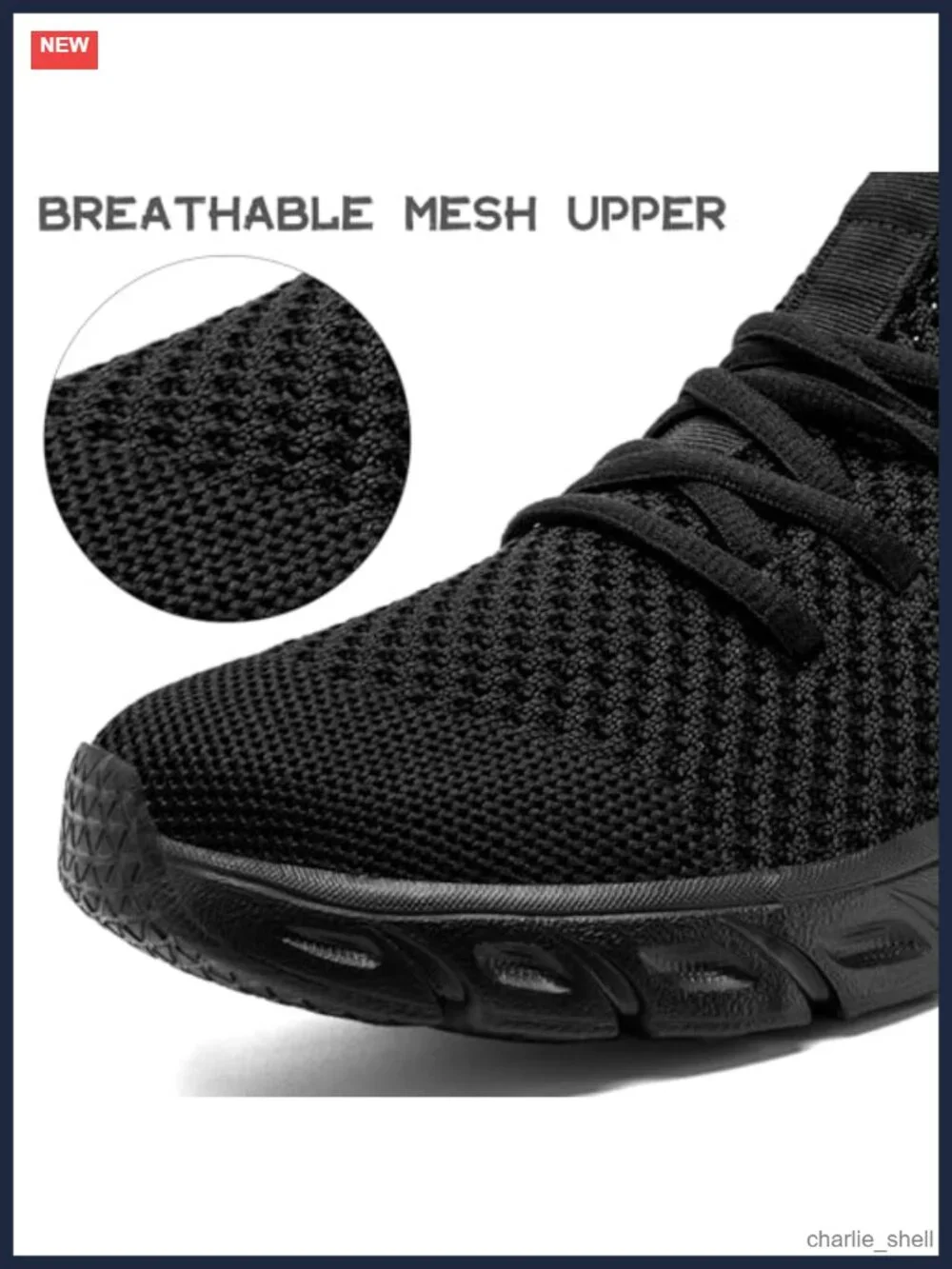 Running Shoes Breathable Mesh Lace-Up Non-Slip EVA Sole Sneakers